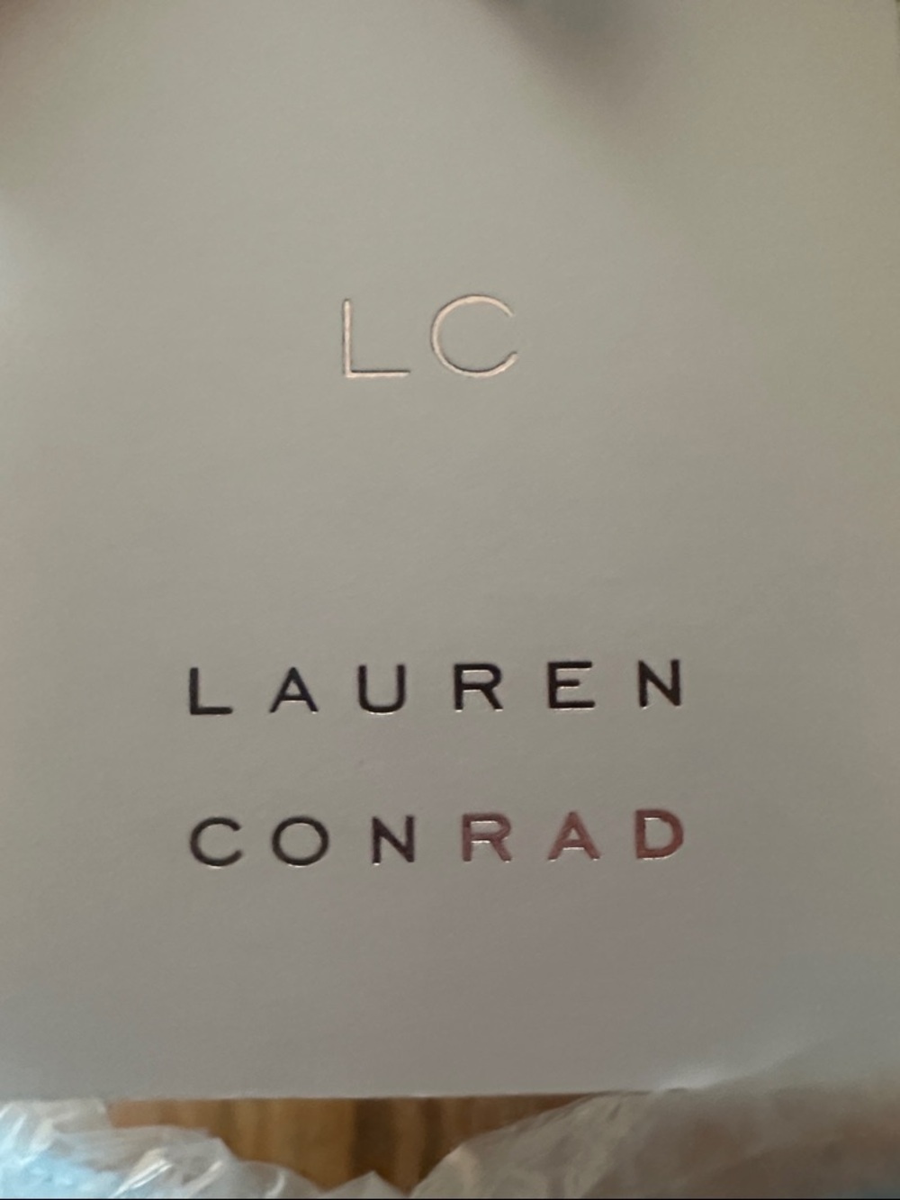 LC Lauren Conrad Cream Tote with Light Blue Trim and Floral Drawstring - Picture 10 of 11